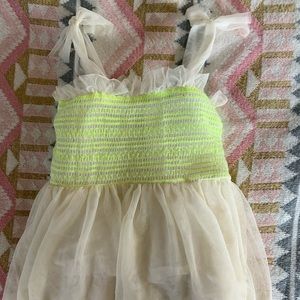 Zara girls cream lace peplum tank with embroidery